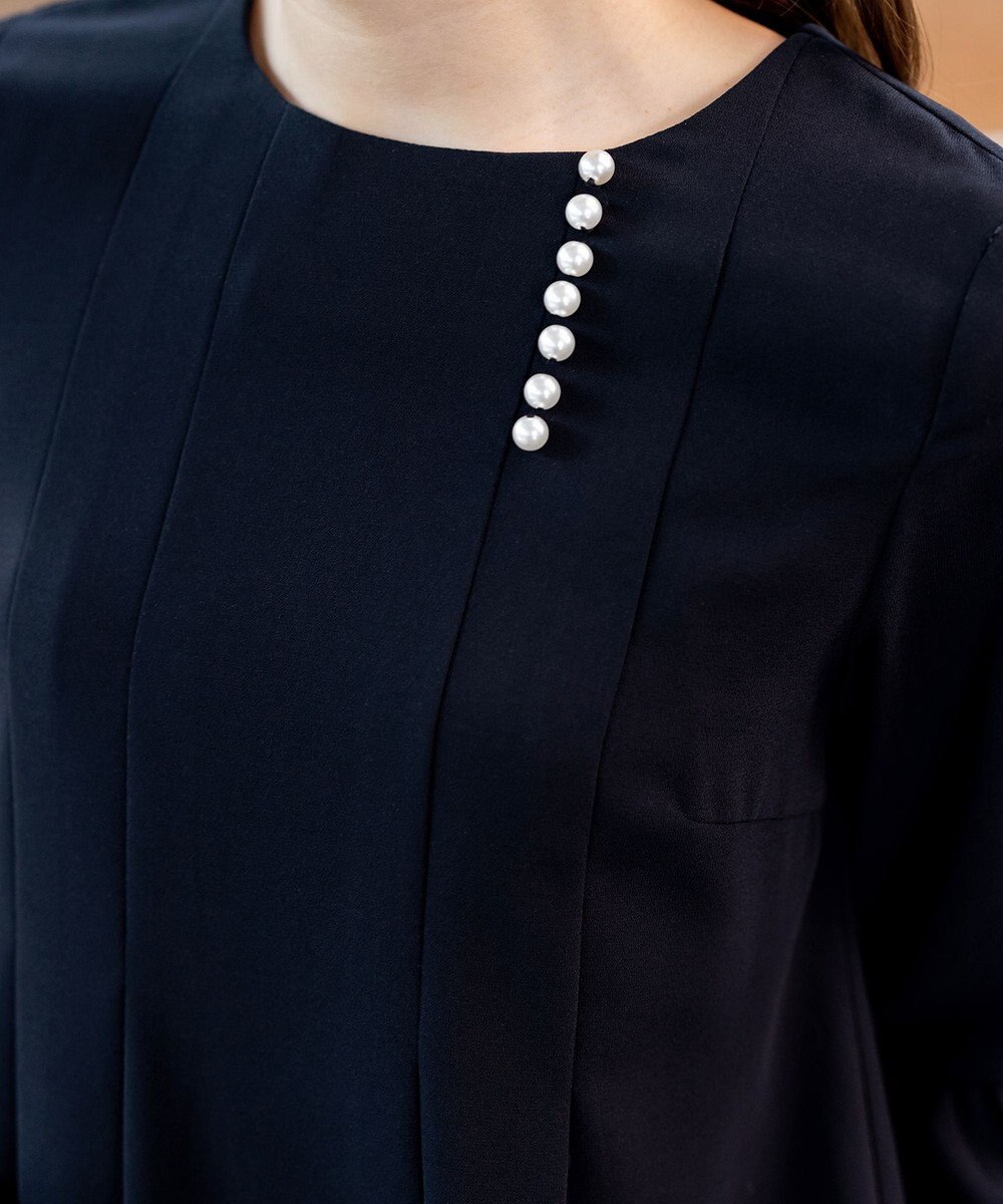 Tiaclasse L 【洗える】飴玉パールフレア袖ワンピース 