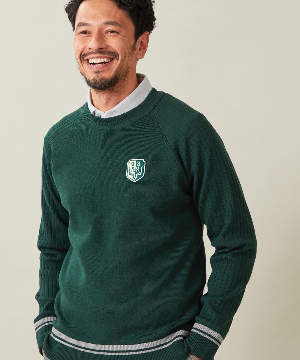 23区GOLF 裏地付きニットで温か【MEN】【蓄熱】ウールブレンド裏付 ニット 