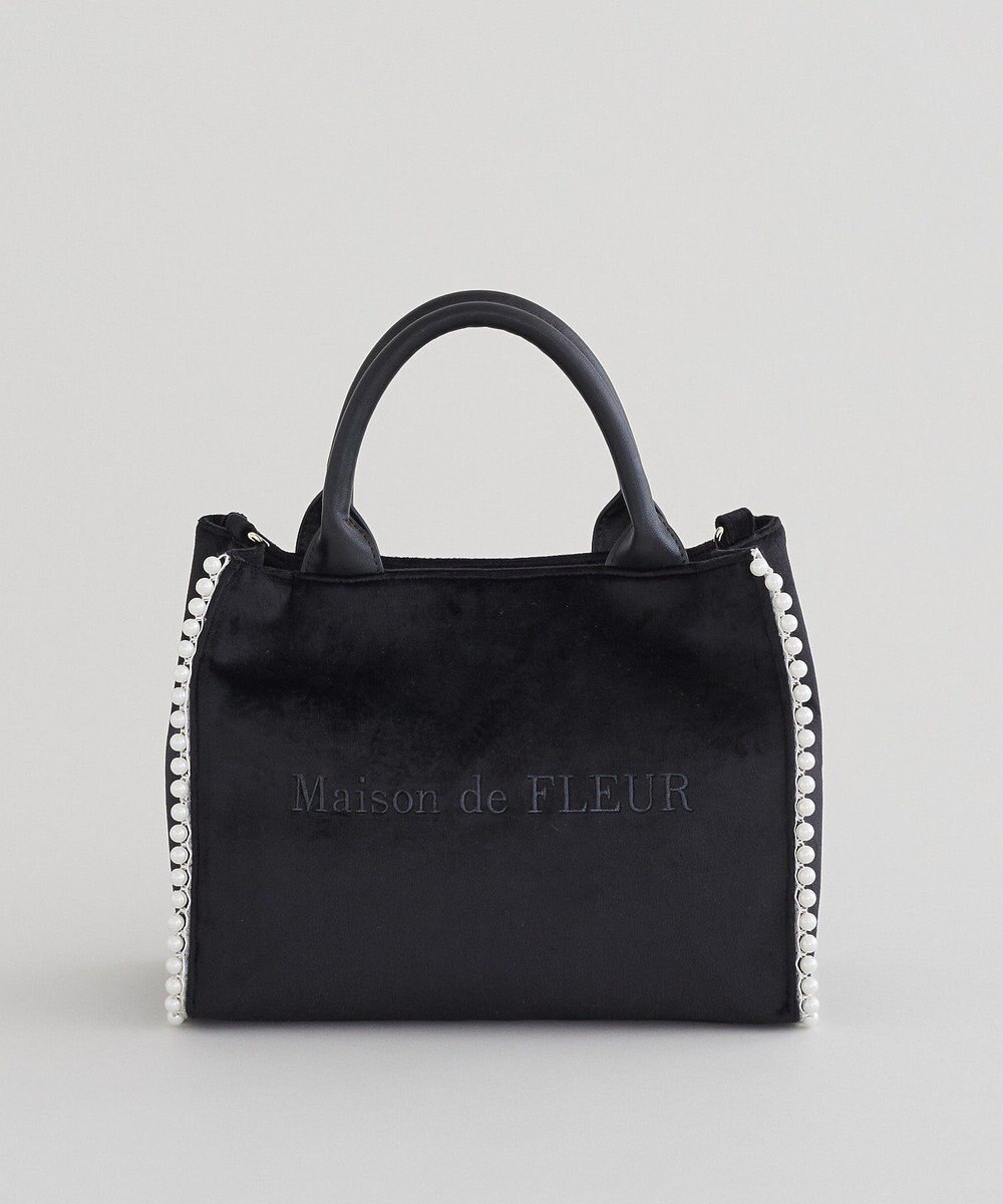 Maison de FLEUR ベロア2Wayスクエアトートバッグ 