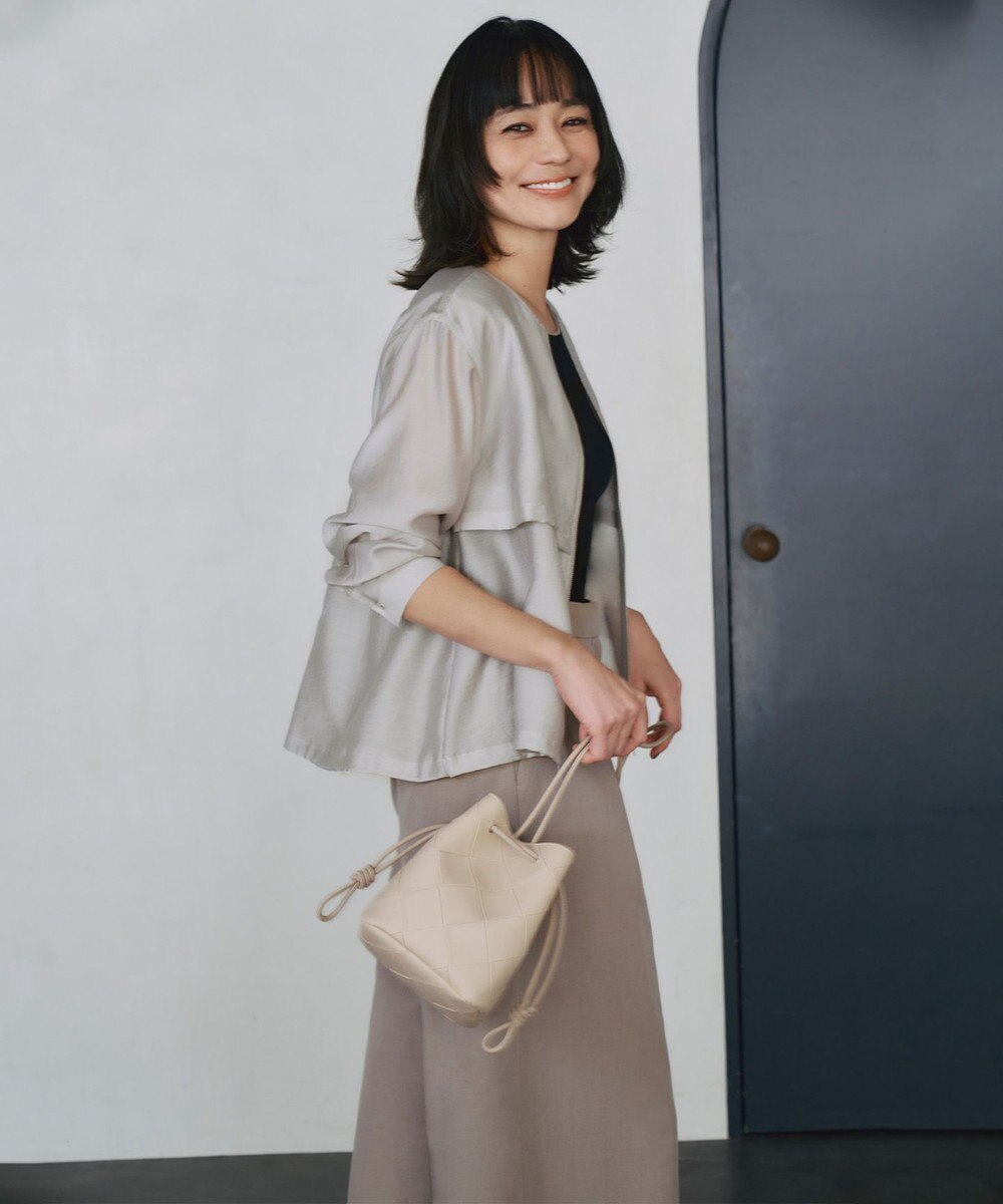 ICB 【接触冷感・速乾・洗える】 リヨセルナイロンワッシャー ノーカラーブルゾン 