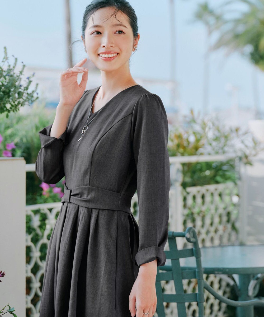 Tiaclasse L リボンウエスト切替ワンピース 