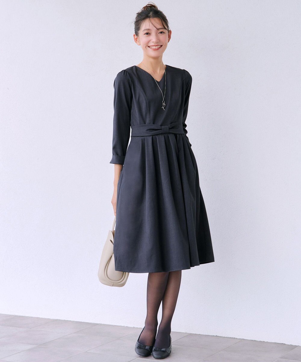 Tiaclasse L リボンウエスト切替ワンピース 