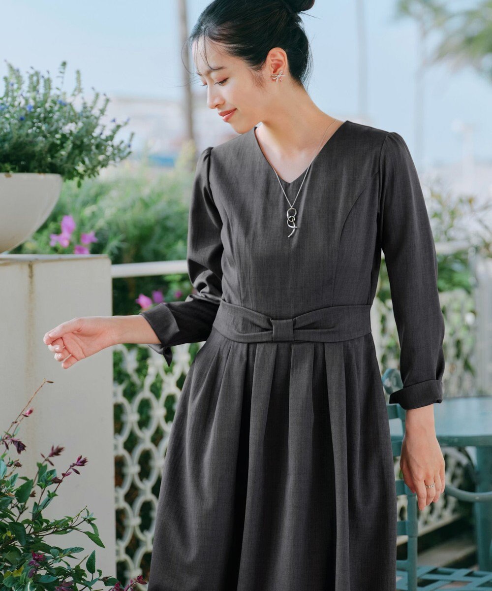 Tiaclasse L リボンウエスト切替ワンピース 