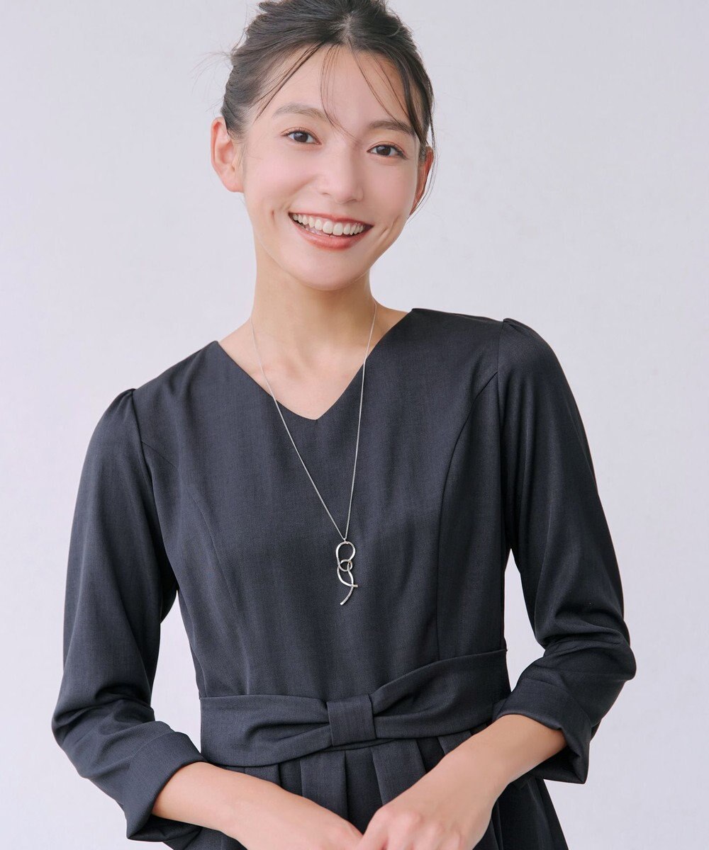 Tiaclasse L リボンウエスト切替ワンピース 