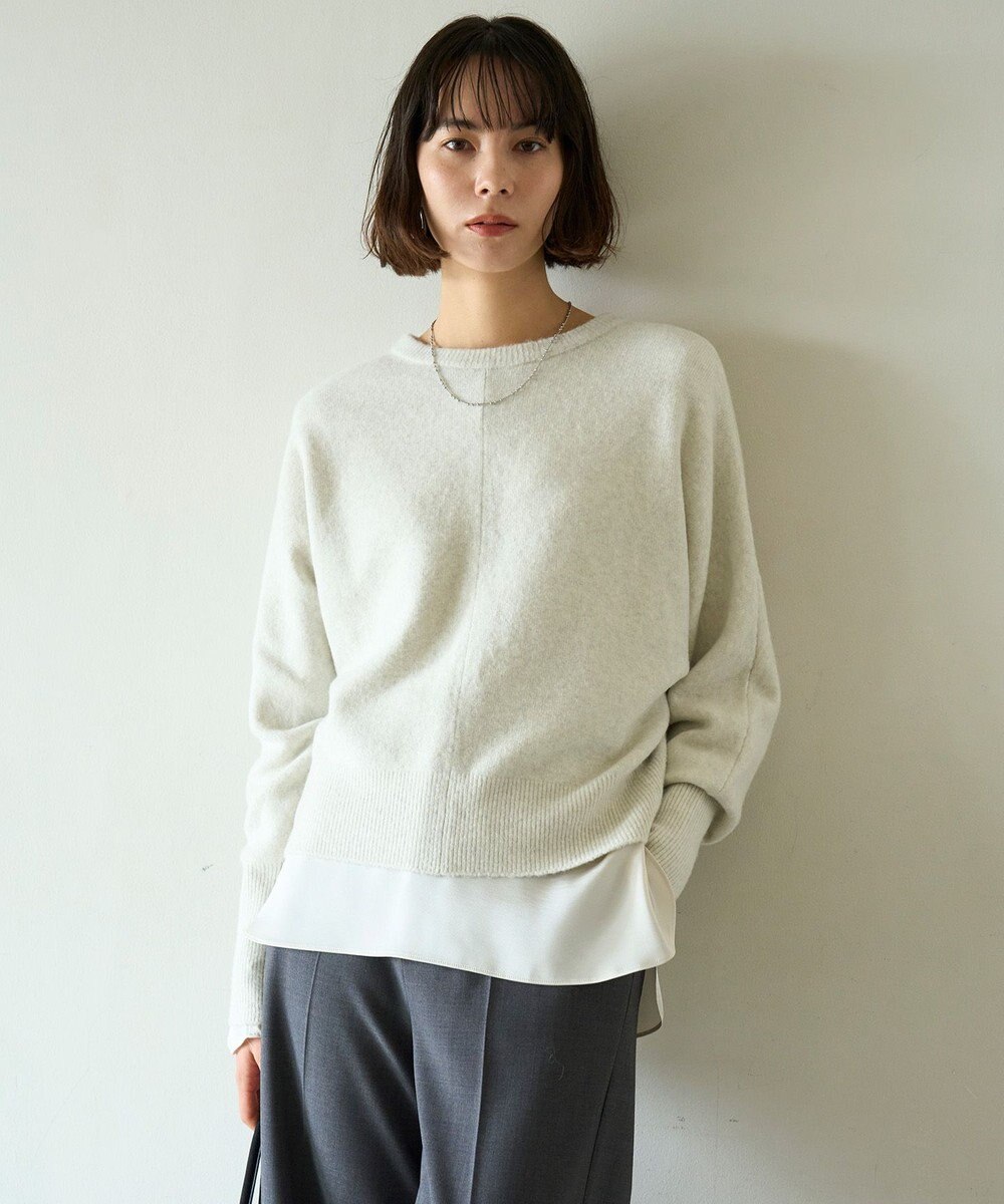 UNFILO 【前後着用 可能】ふわふわニット 2WAY パールボタンカーディガン 