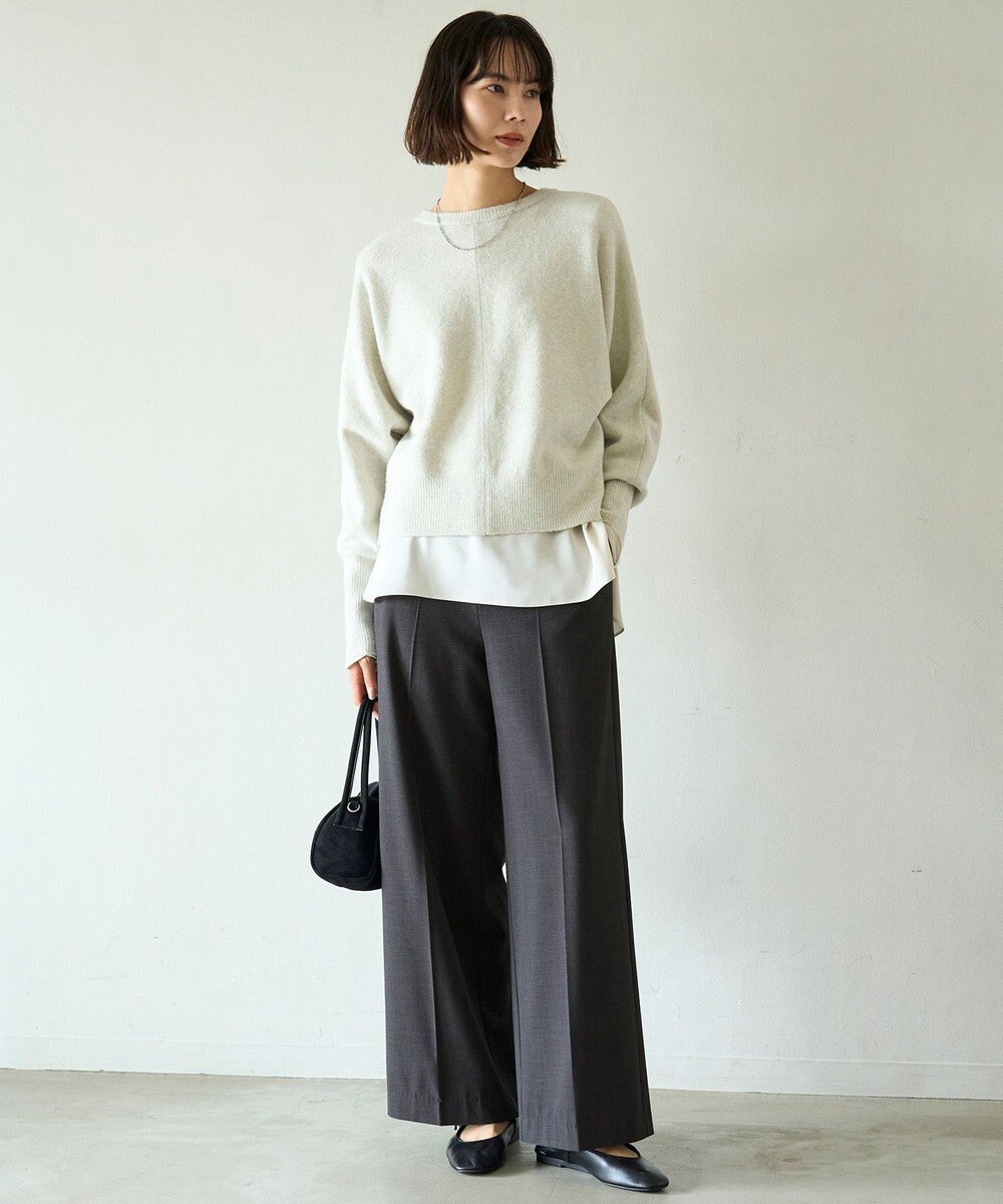 UNFILO 【前後着用 可能】ふわふわニット 2WAY パールボタンカーディガン 