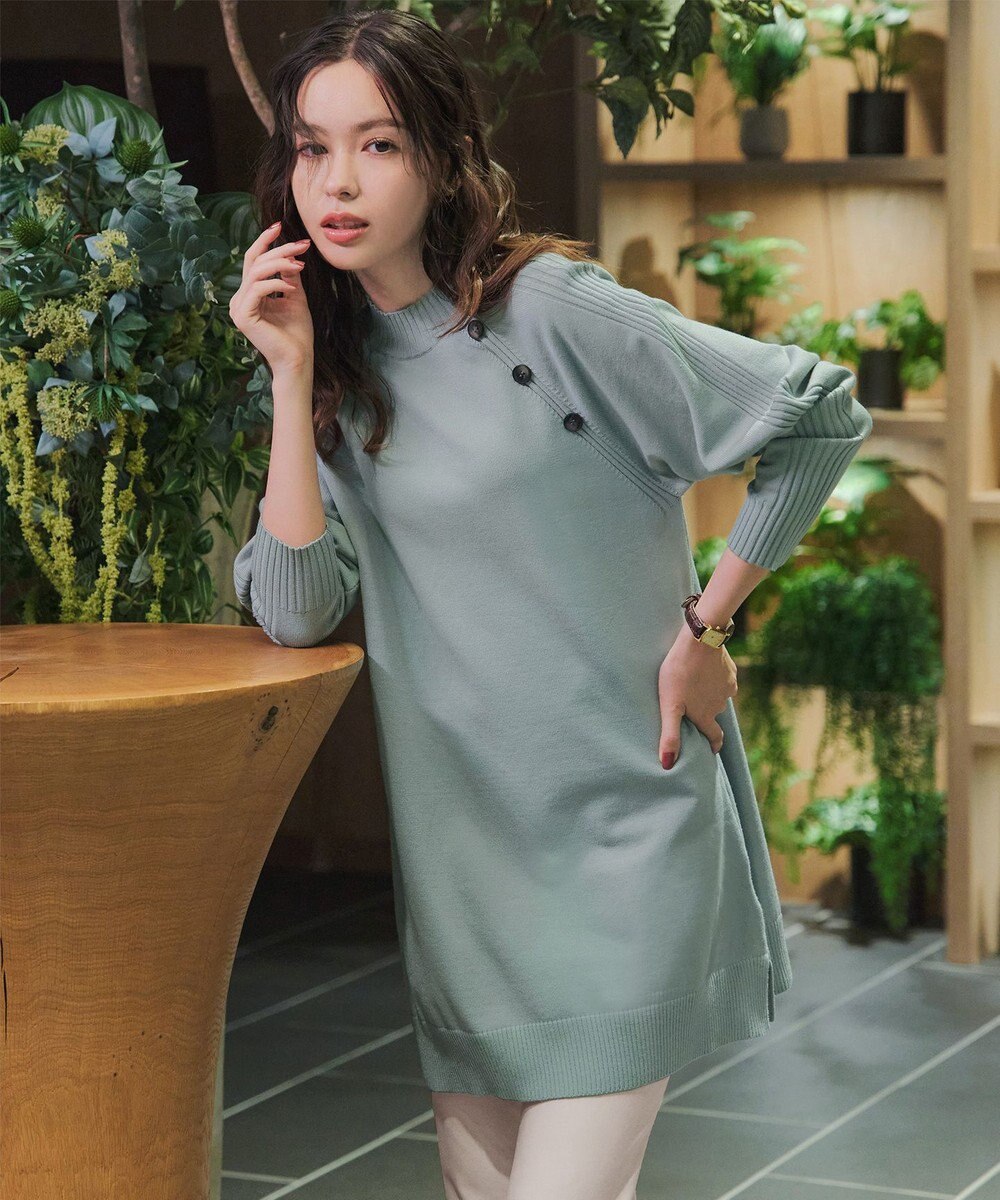 Tiaclasse 【安田美沙子さん着用・選べる2type・新色追加】ボタンニットチュニック 