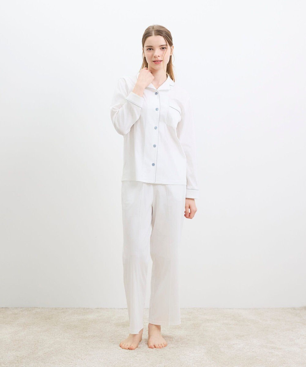 une nana cool 【綿100%】60/1 シルケットスムース 長袖開襟 MADE WITH LIBERTY FABRIC 