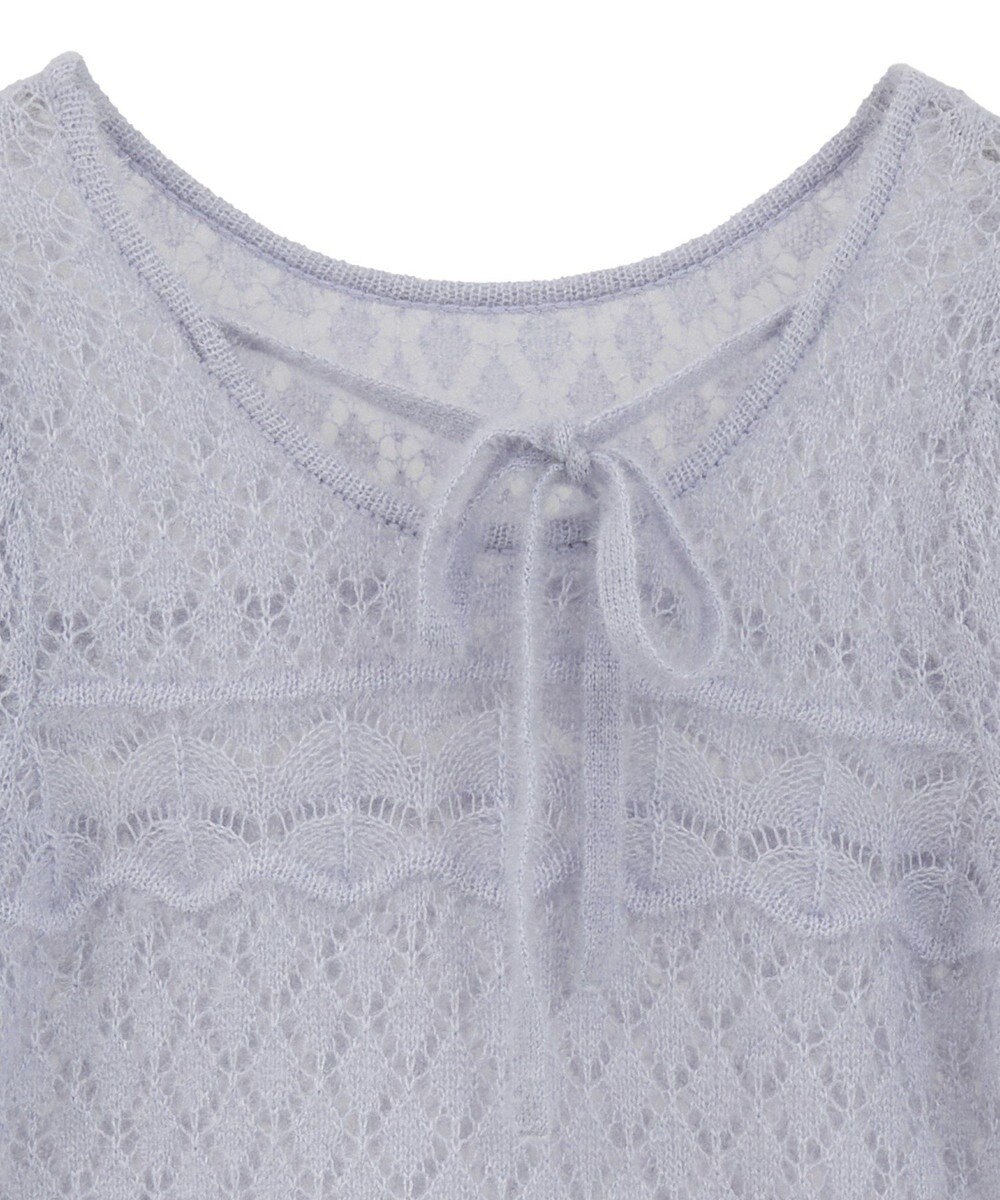 earth music&ecology キャットヤーン透かし編みニットプルオーバー 