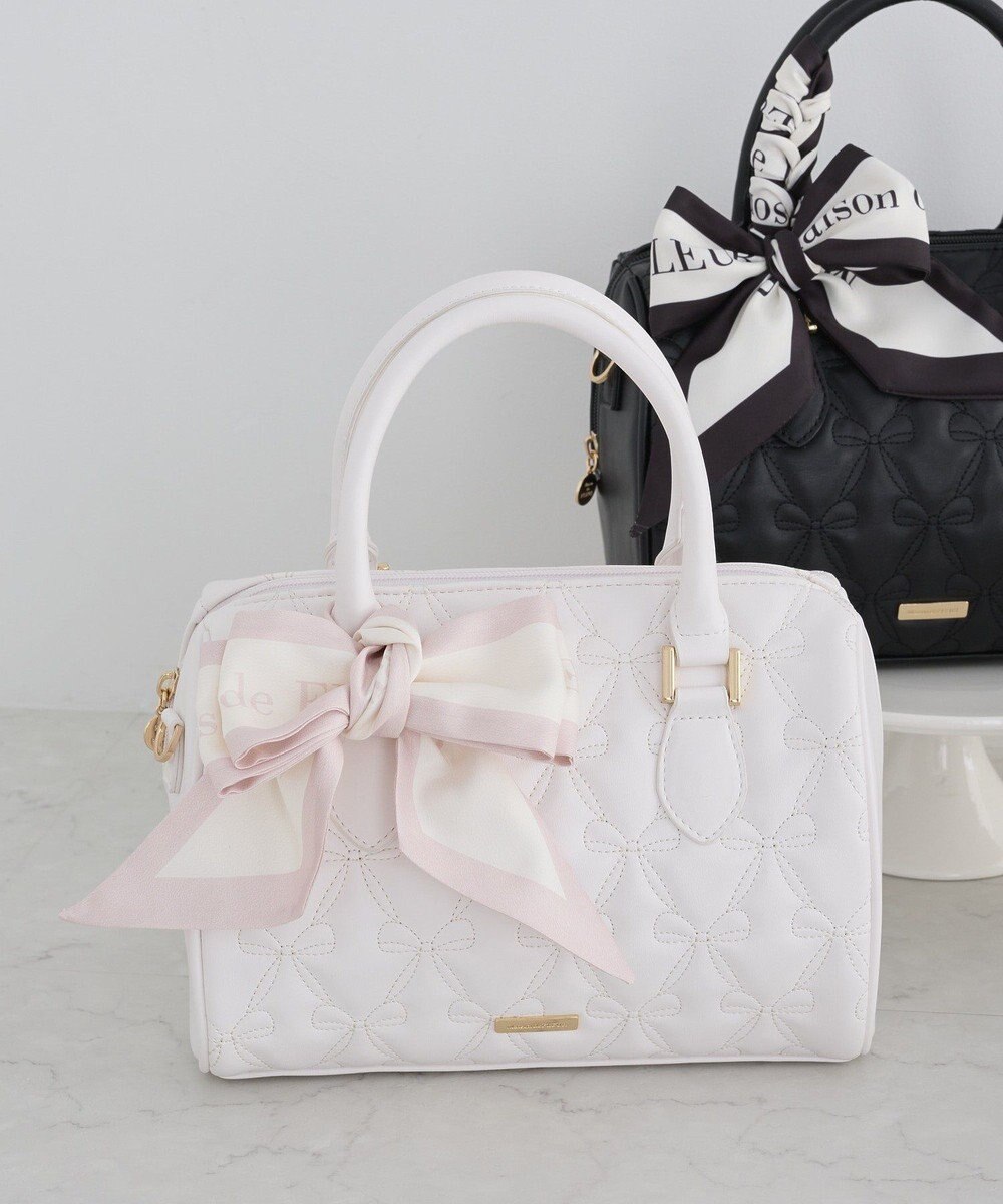 Maison de FLEUR スカーフ付きリボンキルティング2Wayボストン 