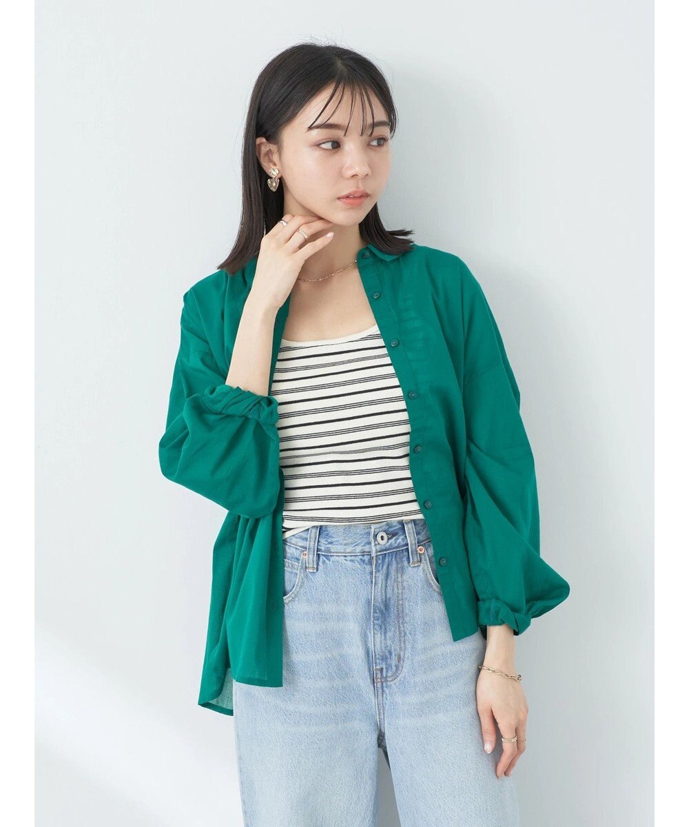 earth music&ecology コットンボイルギャザーシャツ 