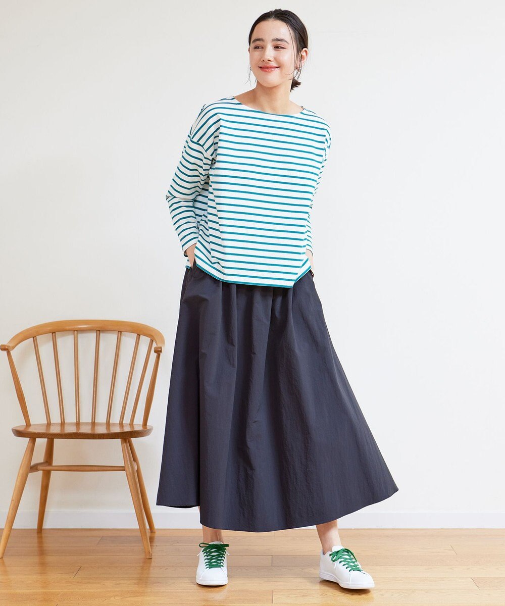 UNFILO 【洗える】撥水ナイロンタフタ ロングスカート 