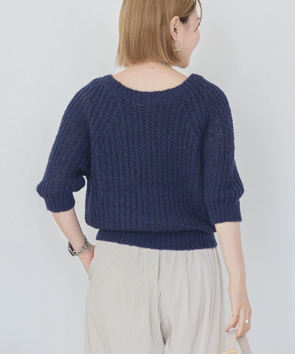 AMERICAN HOLIC モヘヤ風シアー半袖ニットトップス 