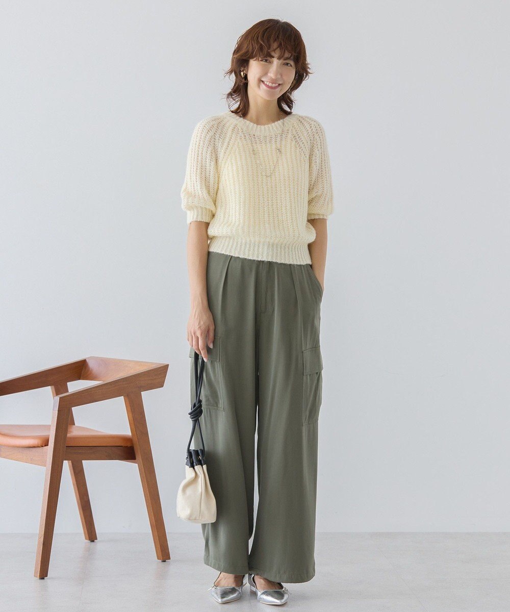 AMERICAN HOLIC モヘヤ風シアー半袖ニットトップス 