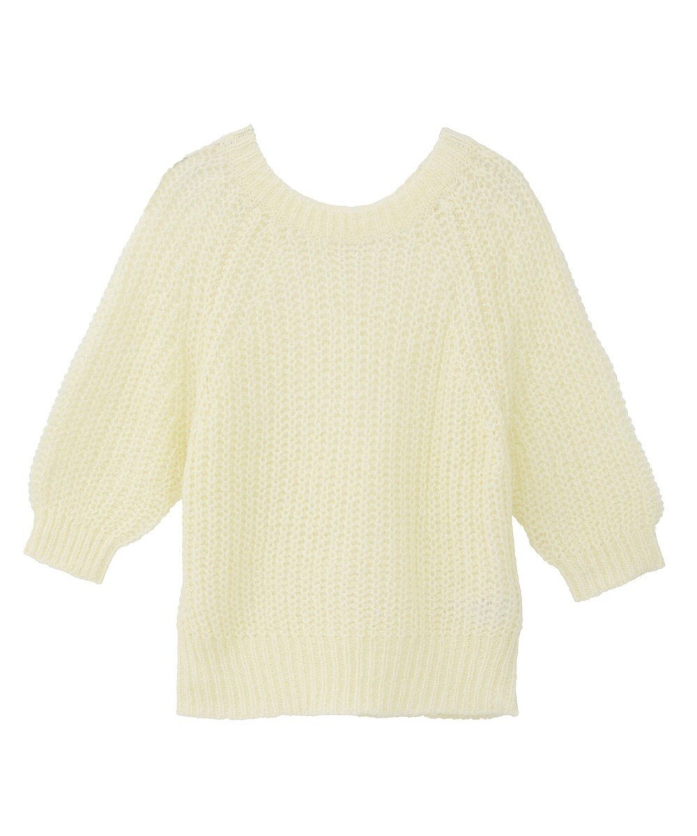 AMERICAN HOLIC モヘヤ風シアー半袖ニットトップス 