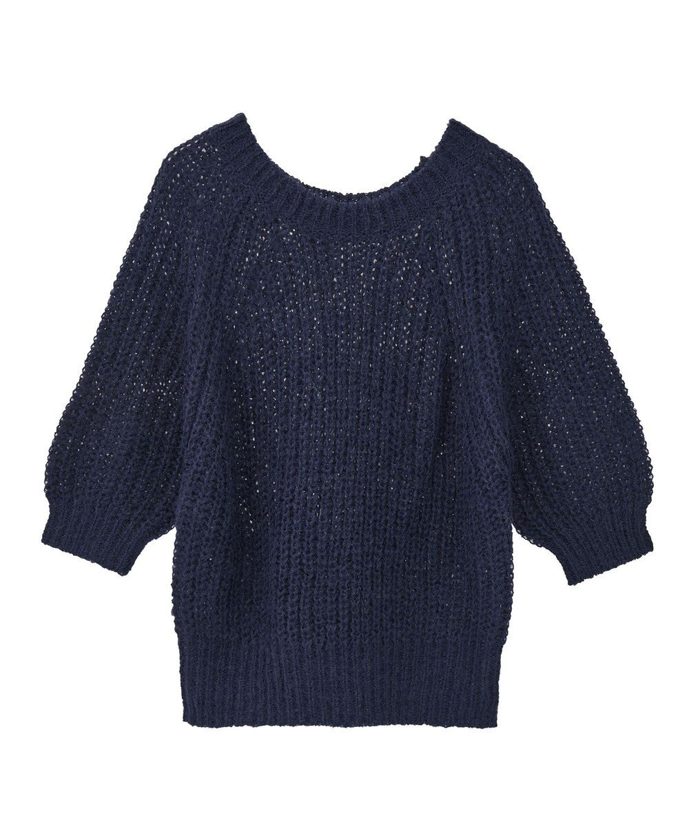 AMERICAN HOLIC モヘヤ風シアー半袖ニットトップス 