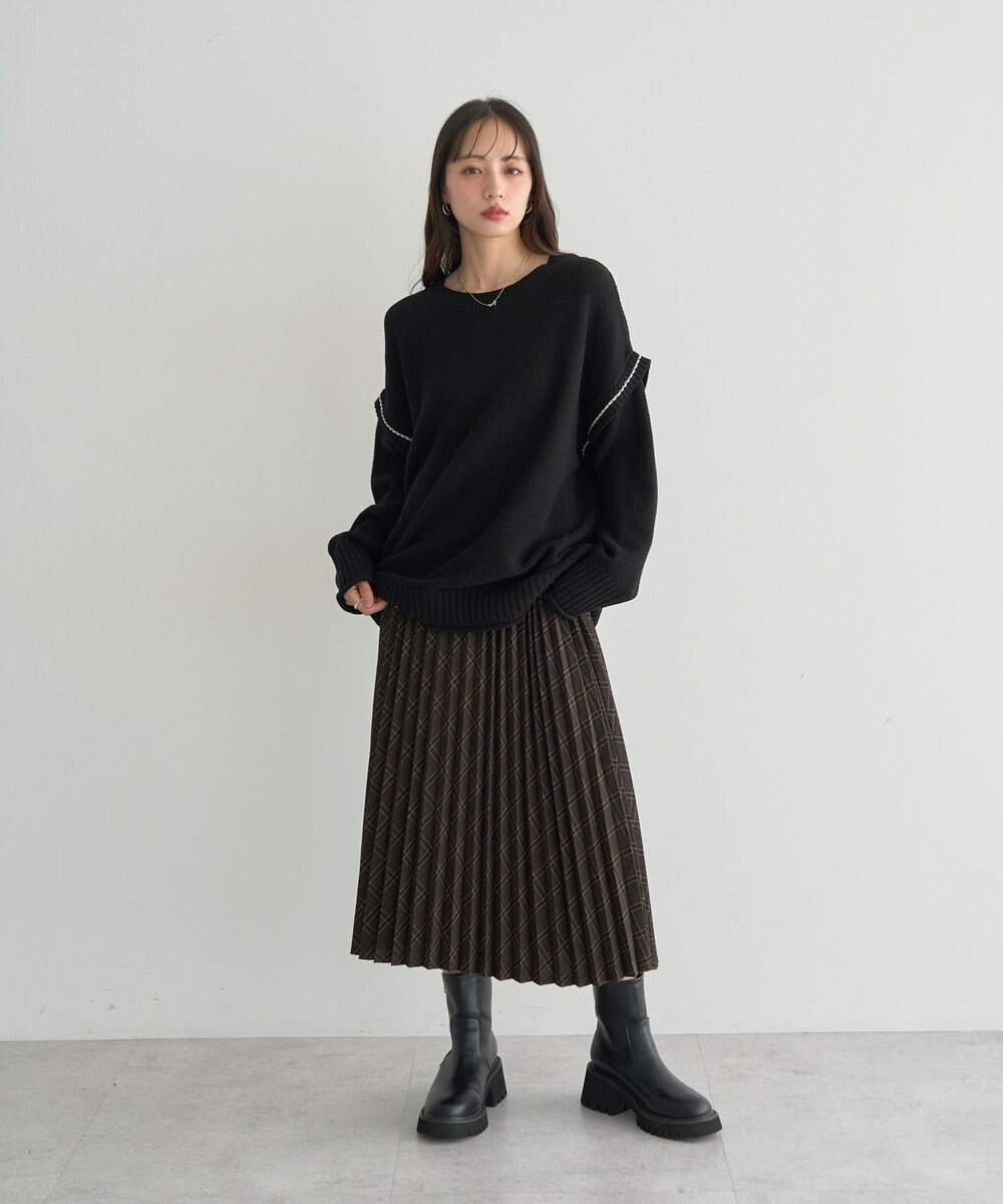 earth music&ecology 【洗濯機洗い可 / 選べる丈】アンチピリングC/A選べる丈配色ニット 