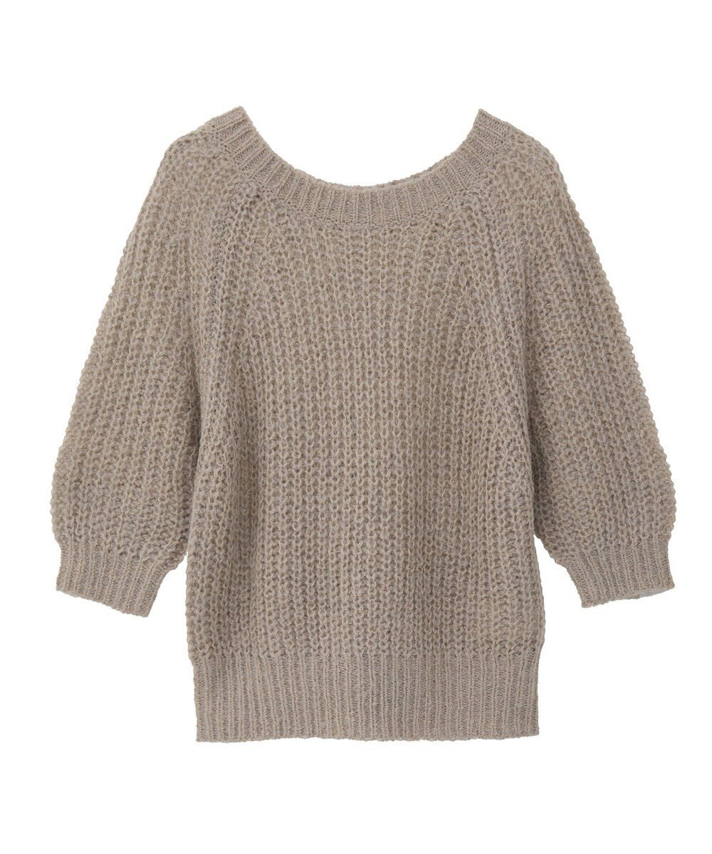 AMERICAN HOLIC モヘヤ風シアー半袖ニットトップス 