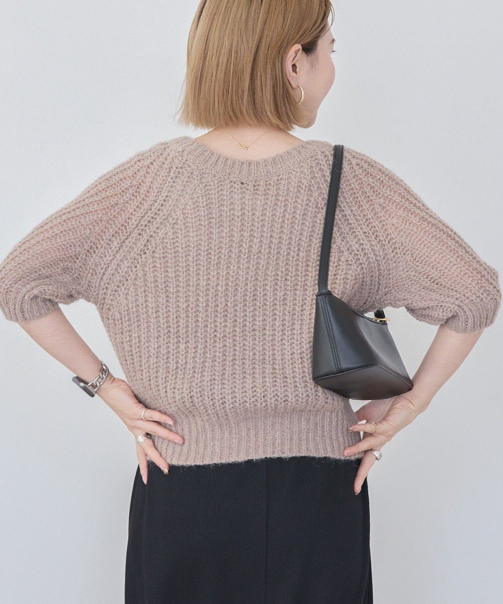 AMERICAN HOLIC モヘヤ風シアー半袖ニットトップス 