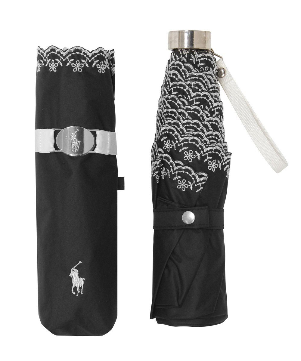 MOONBAT POLO RALPH LAUREN（ポロ ラルフローレン）晴雨兼用日傘 無地 刺繍 遮光率100% 遮熱 UV 