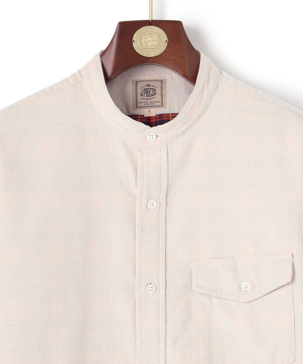 J.PRESS MEN Ｗフェイス キャラメルコールバンドカラー シャツ 