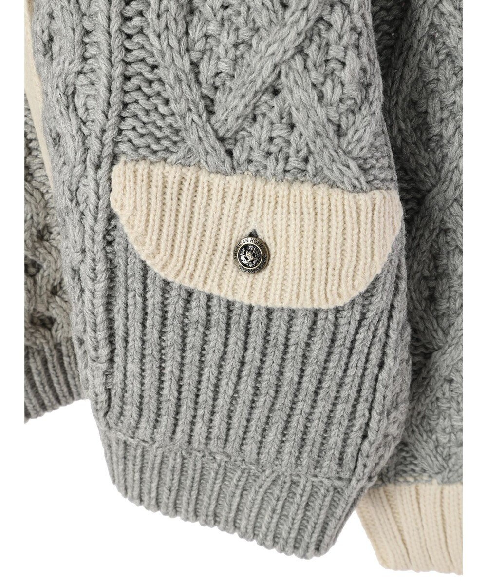 AMERICAN HOLIC 配色ケーブルニットカーディガン 