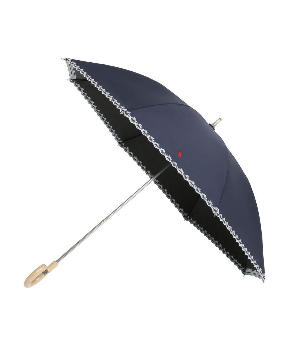 MOONBAT POLO RALPH LAUREN（ポロ ラルフローレン）晴雨兼用日傘 無地 刺繍 長傘 遮光率100％ 遮熱 UV 