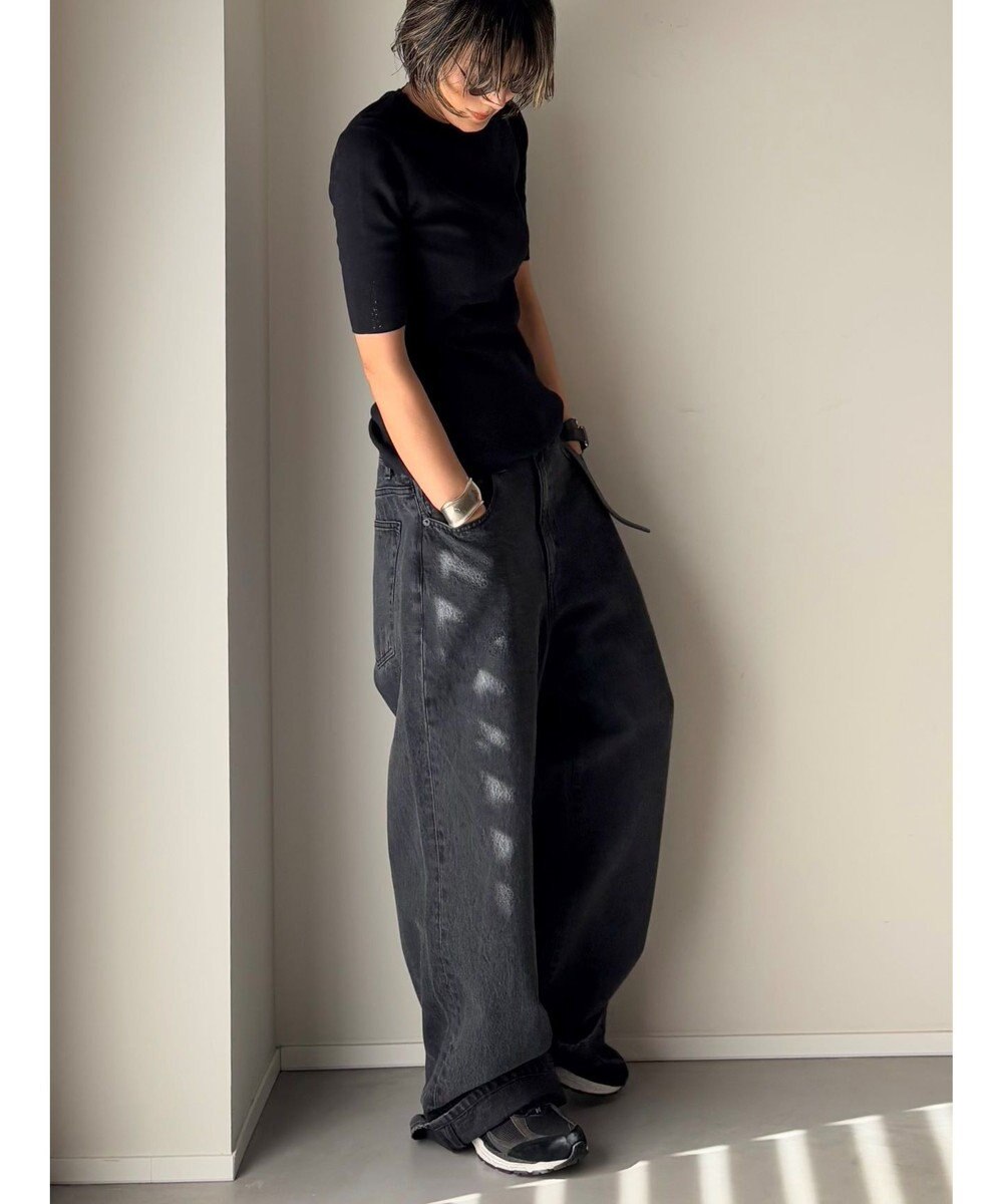 woadblue ＜坪田あさみさんコラボ＞DADA  ダダ  /  BLACK ワイドデニムパンツ 