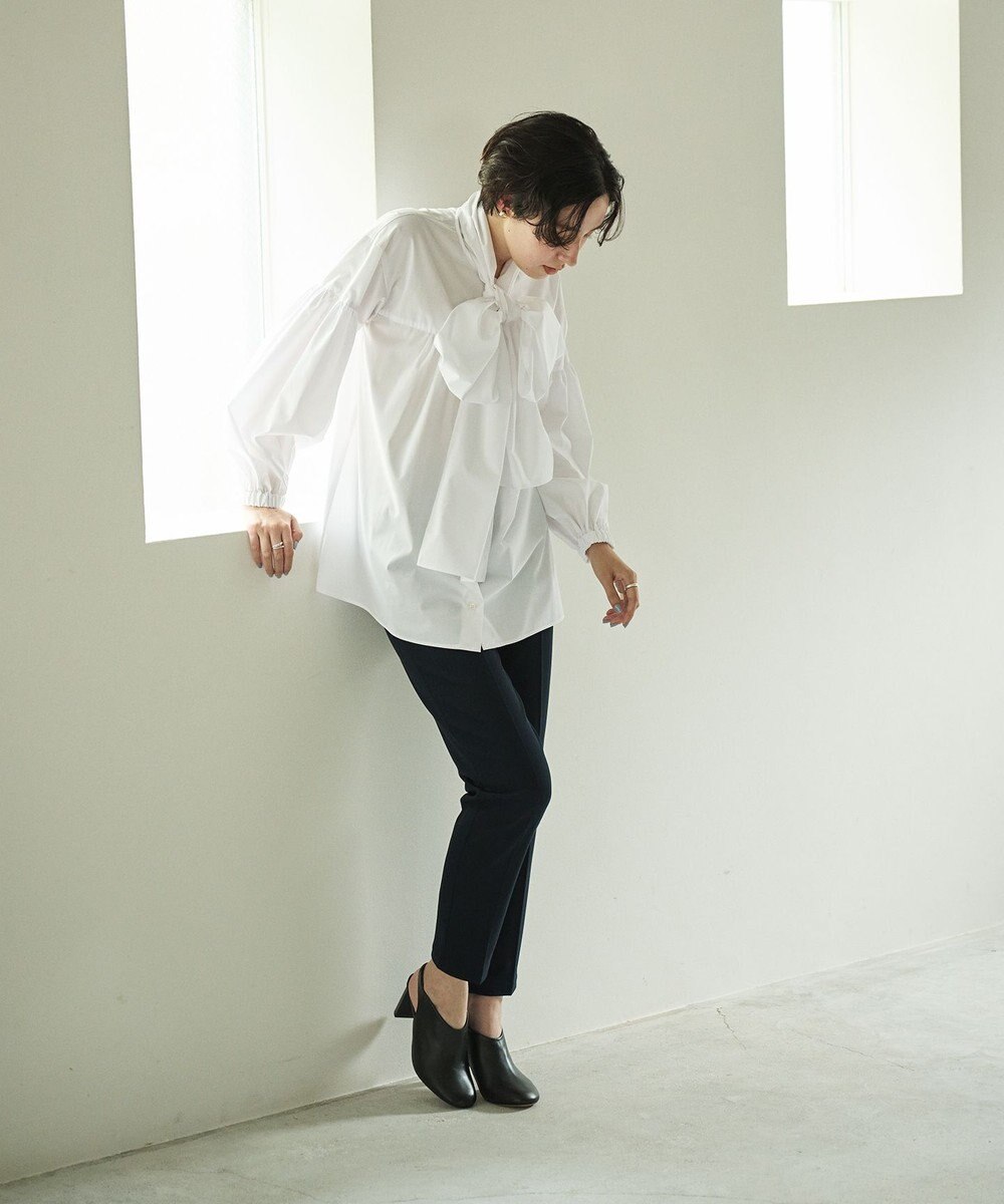 #Newans 【シワになりにくい/洗濯機可能/袖ゴム】ビッグリボンブラウス 