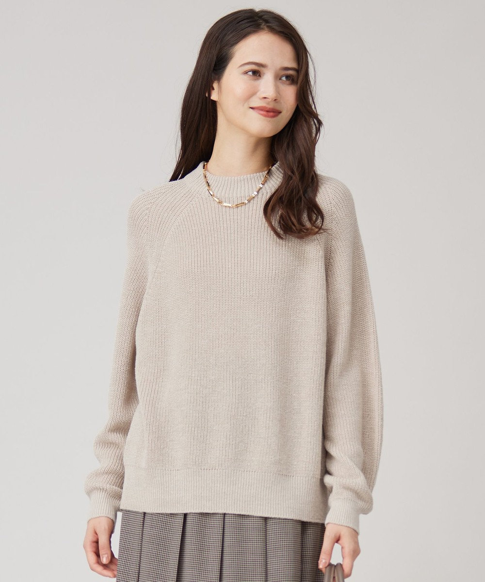 自由区 【洗える】コットンウールミドルゲージプルオーバー ニット 