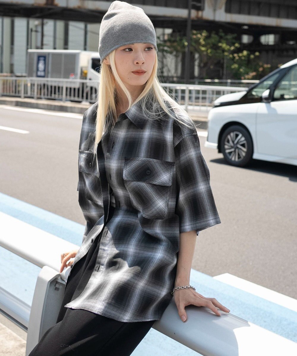 WEGO 【ユニセックス着用ITEM/SMLサイズ展開】オンブレチェックシャツ（SS） 