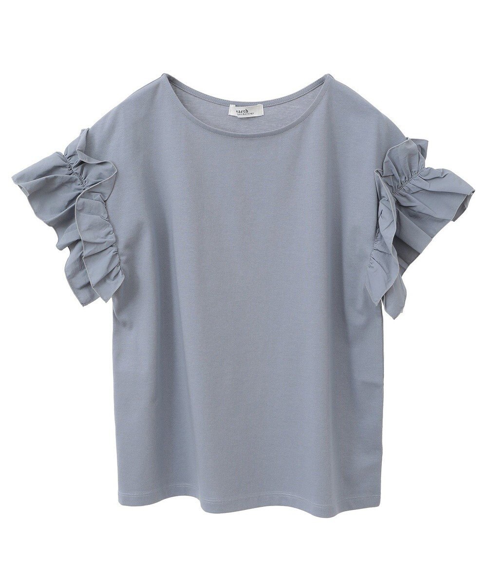 earth music&ecology 【接触冷感/洗濯機可】ギャザーフリルスリーブカットソー 