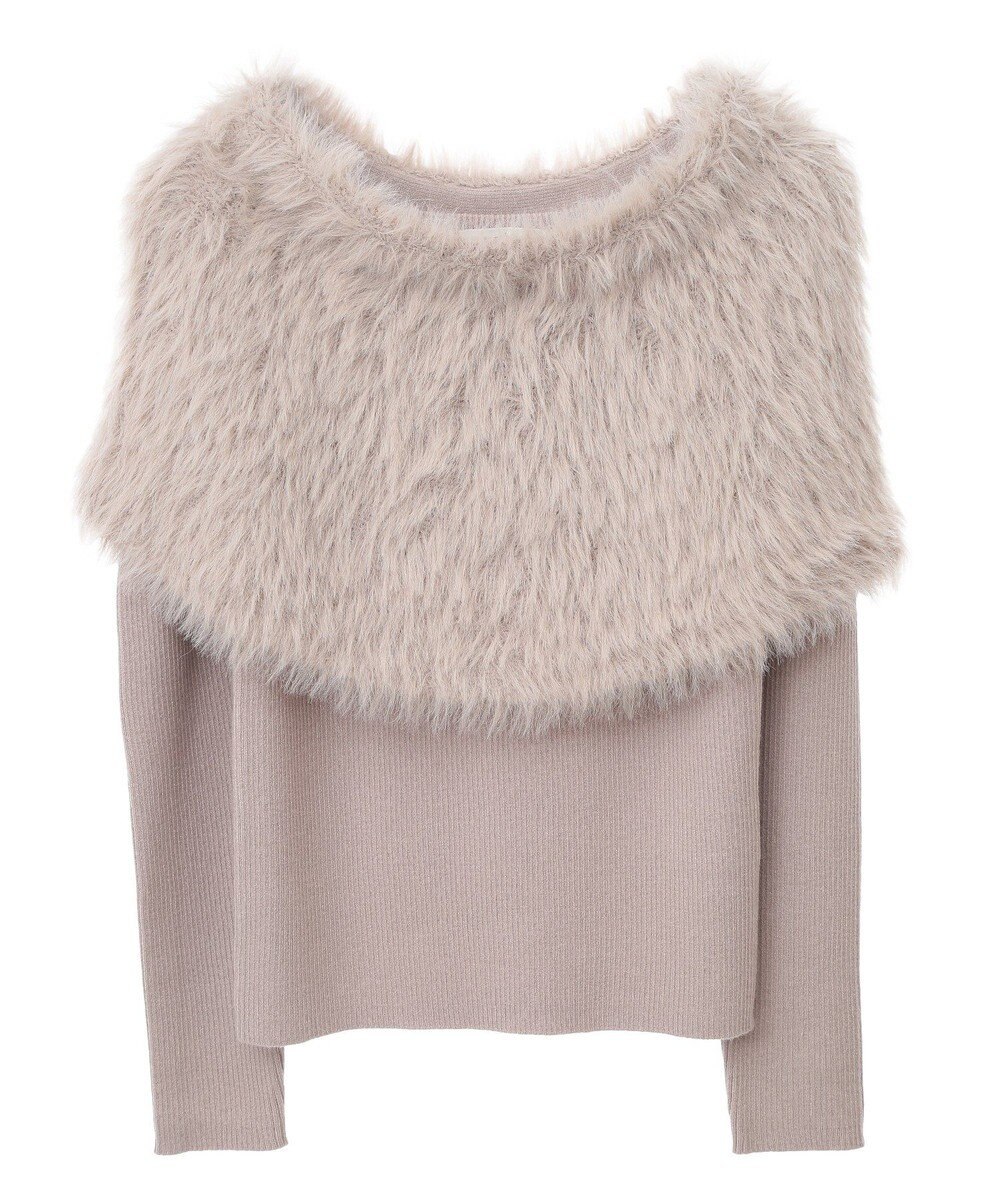 earth music&ecology ＳＥＴ２点ケープ＋リブニットプルオーバー 