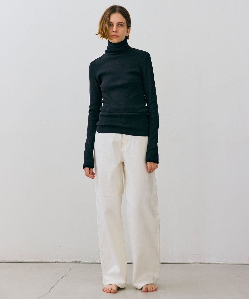 BEIGE， 【BEIGE,ecru/WEB限定・洗える】RIB TOPS /  コットンシルクハイネックトップス 