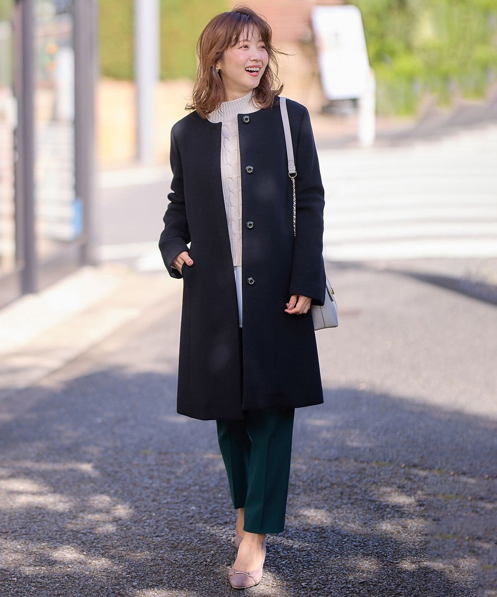 ANY SIS ファインウールモッサ ノーカラーコート 