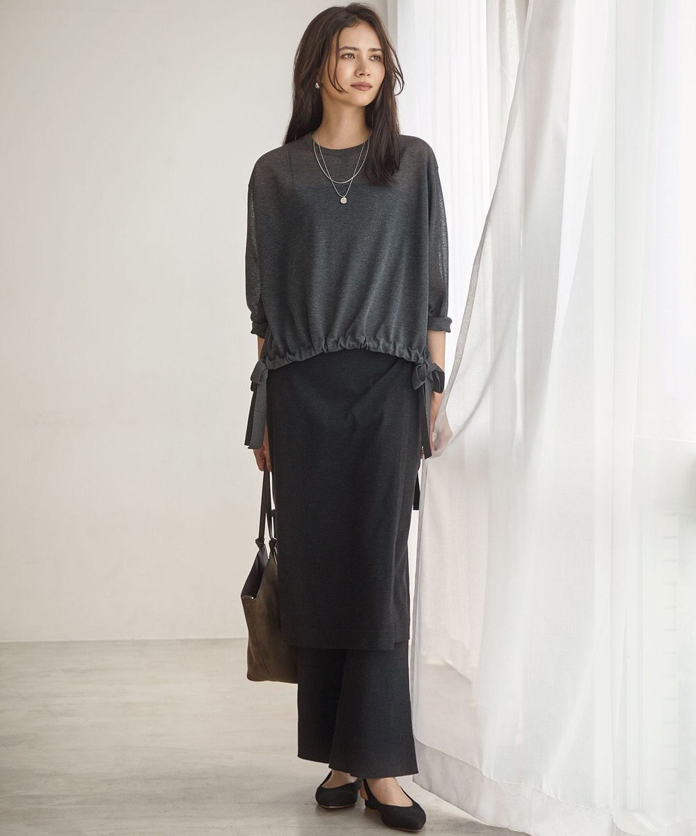 23区 【SLOW/一部店舗限定】シアーニット ラップデザイン スカート 