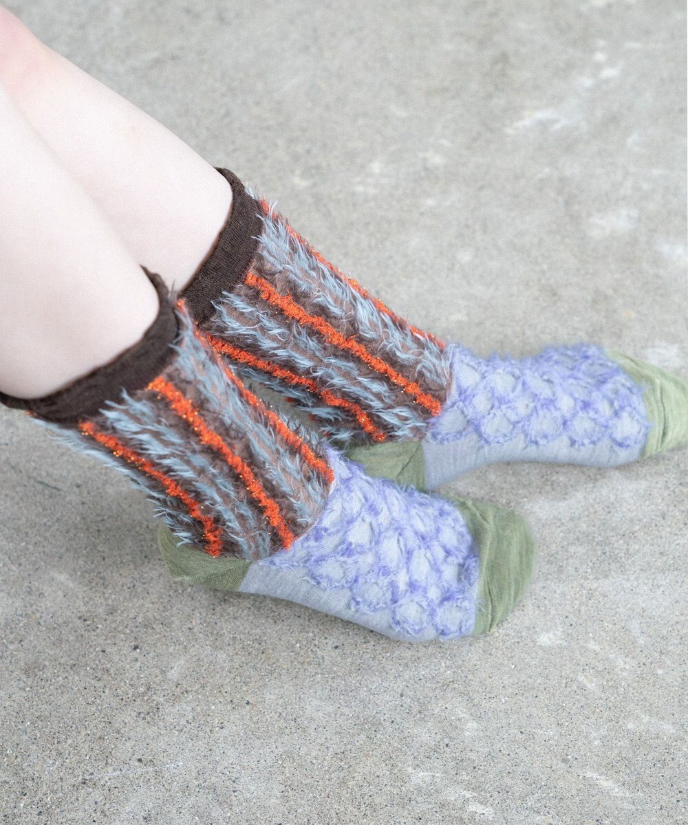 COQ BAMBI DOTS リバーシブルファーソックス 