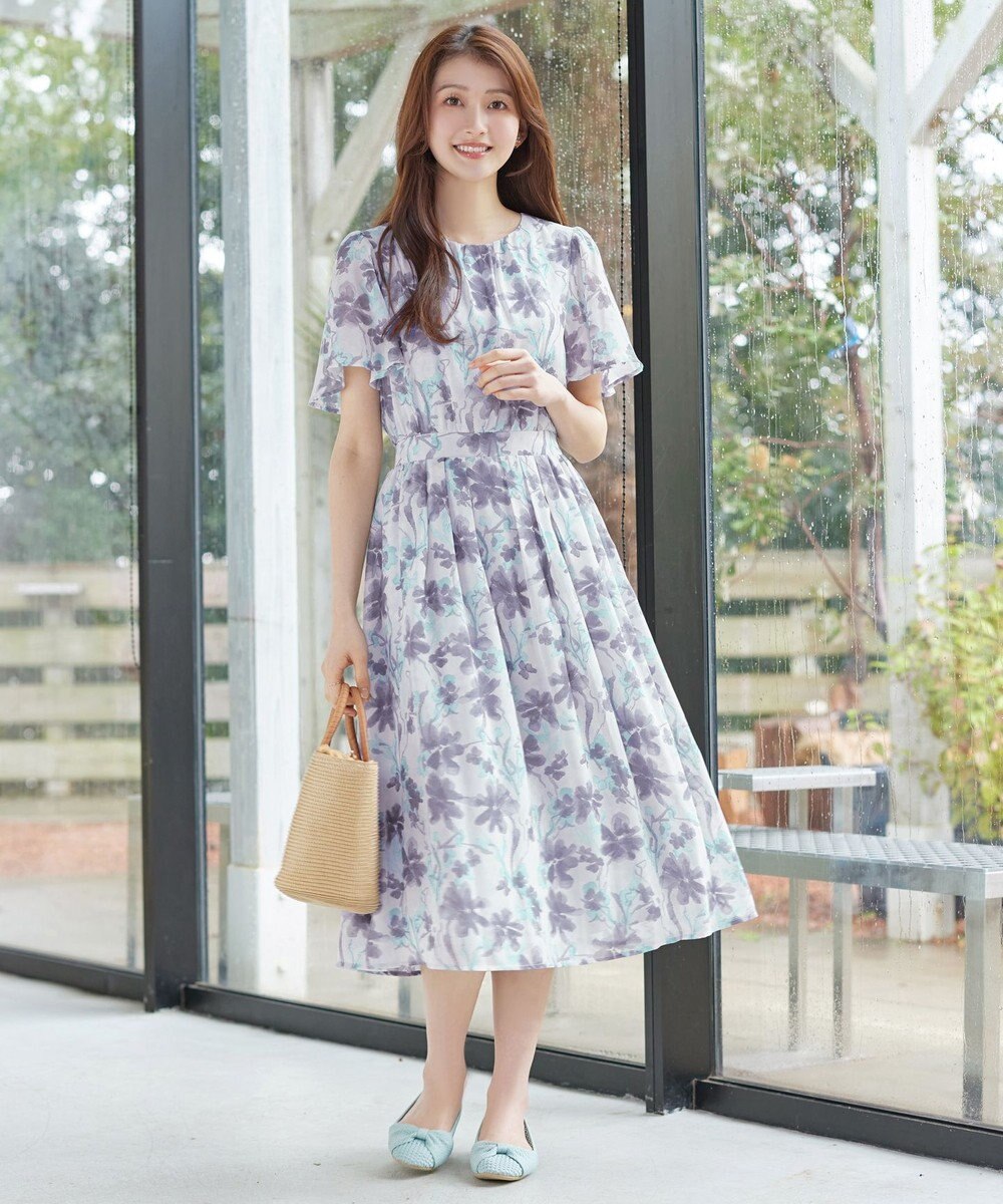 Tiaclasse 大花柄シフォンワンピース 