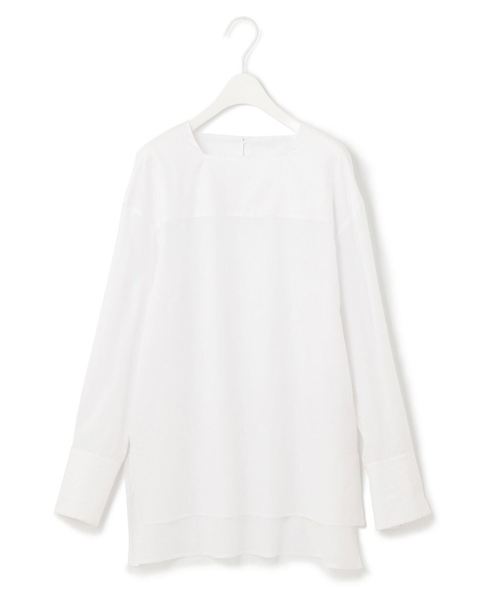 ICB 【洗える】テンセルコットンローン スクエアネックブラウス 