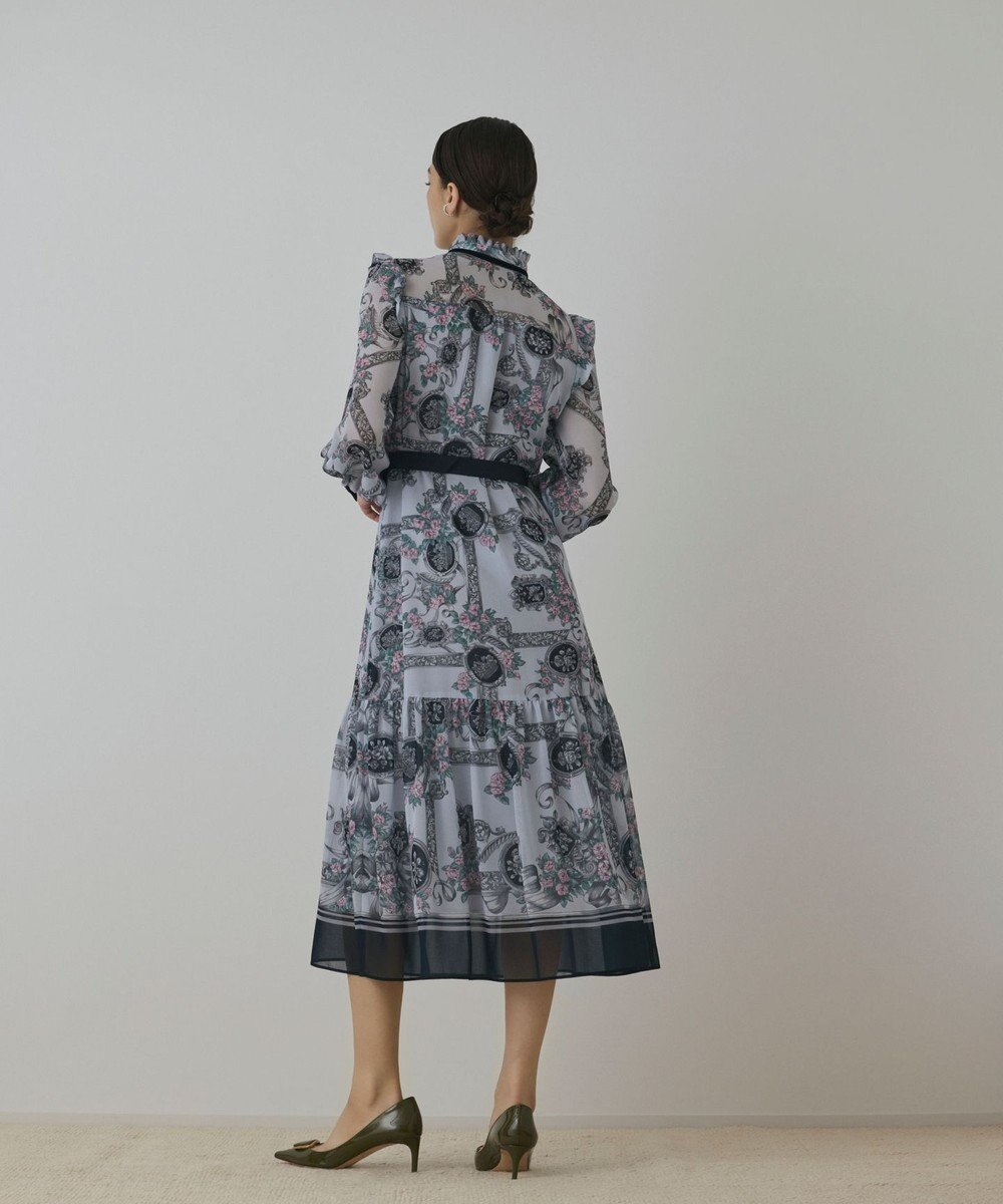 GRACE CONTINENTAL オーナメントフラワープリントワンピース 