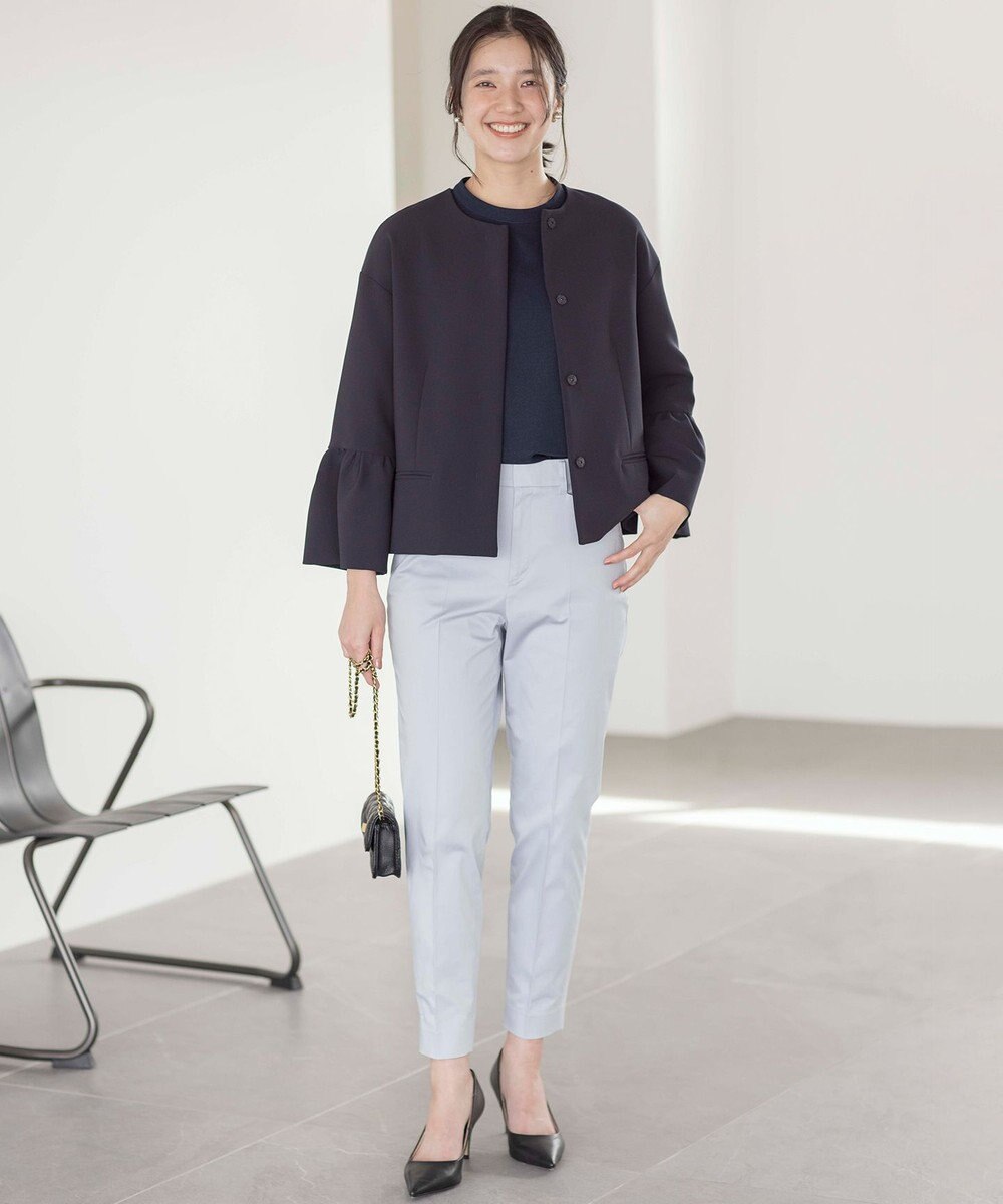 組曲 【WEB限定】サテンストレッチ クロップドパンツ 