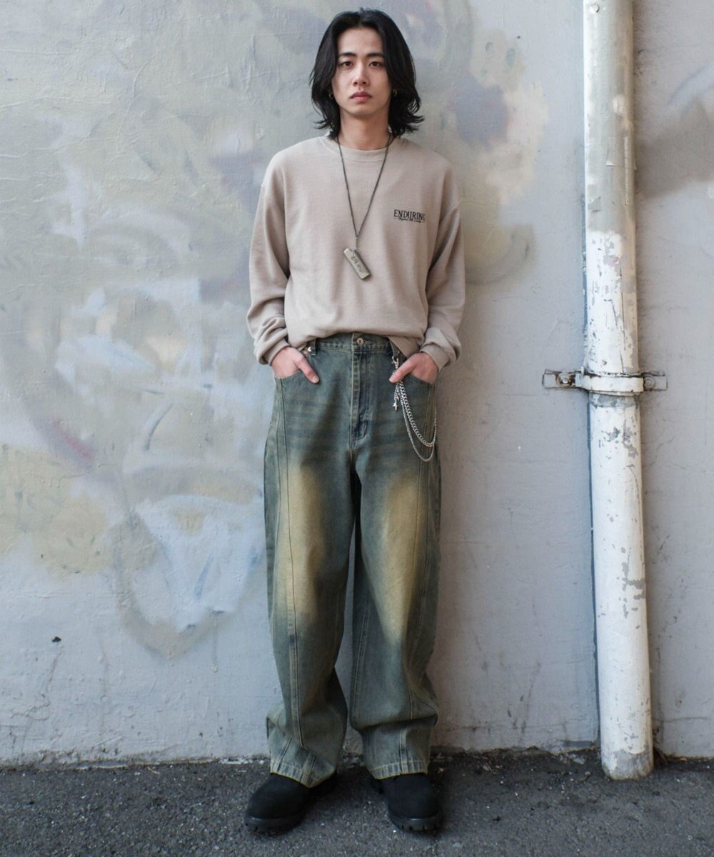 WEGO 【SMLサイズ展開】イージー3Dバレルレッグデニムパンツ 