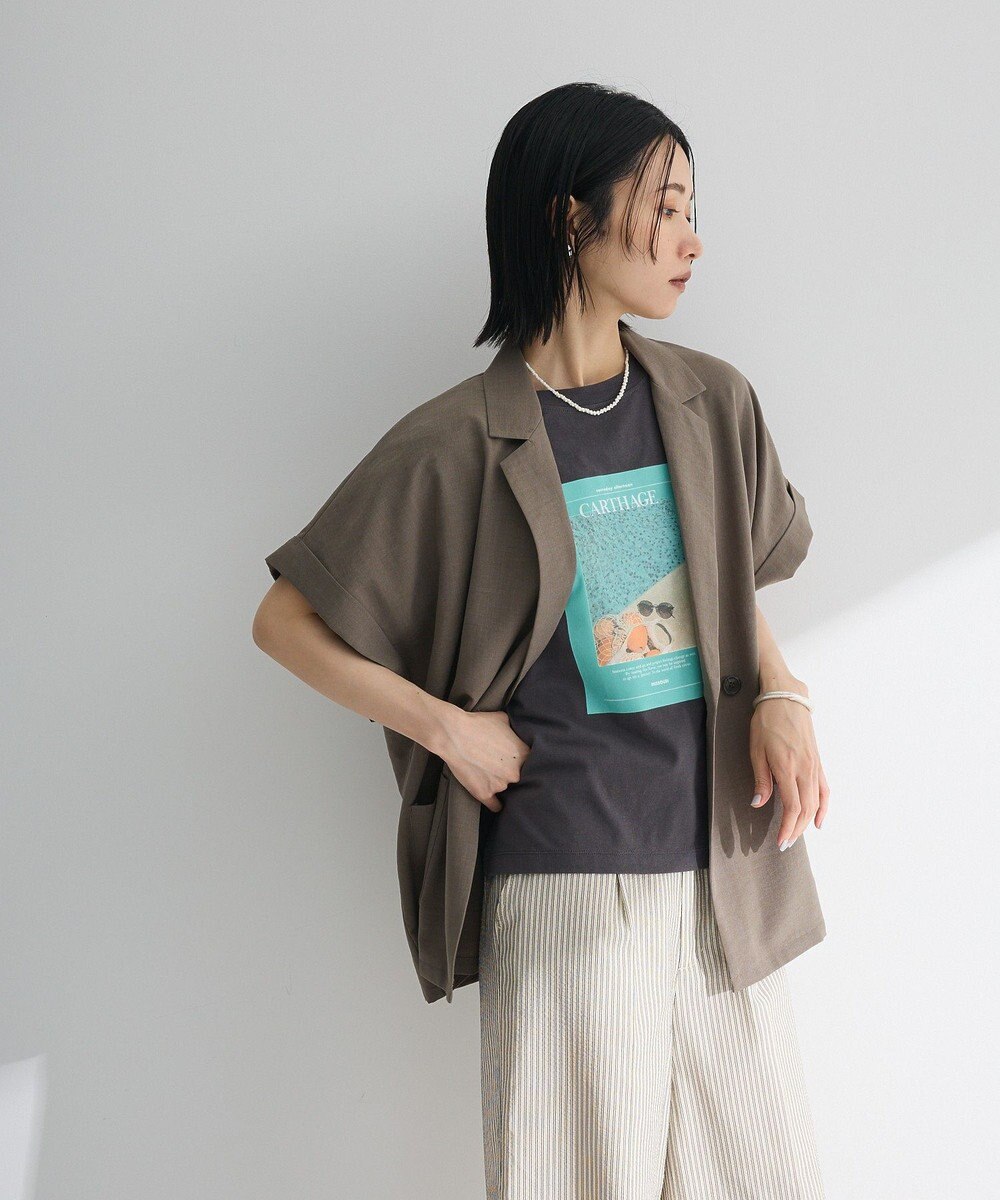 Green Parks 麻調フレンチスリーブジャケット 