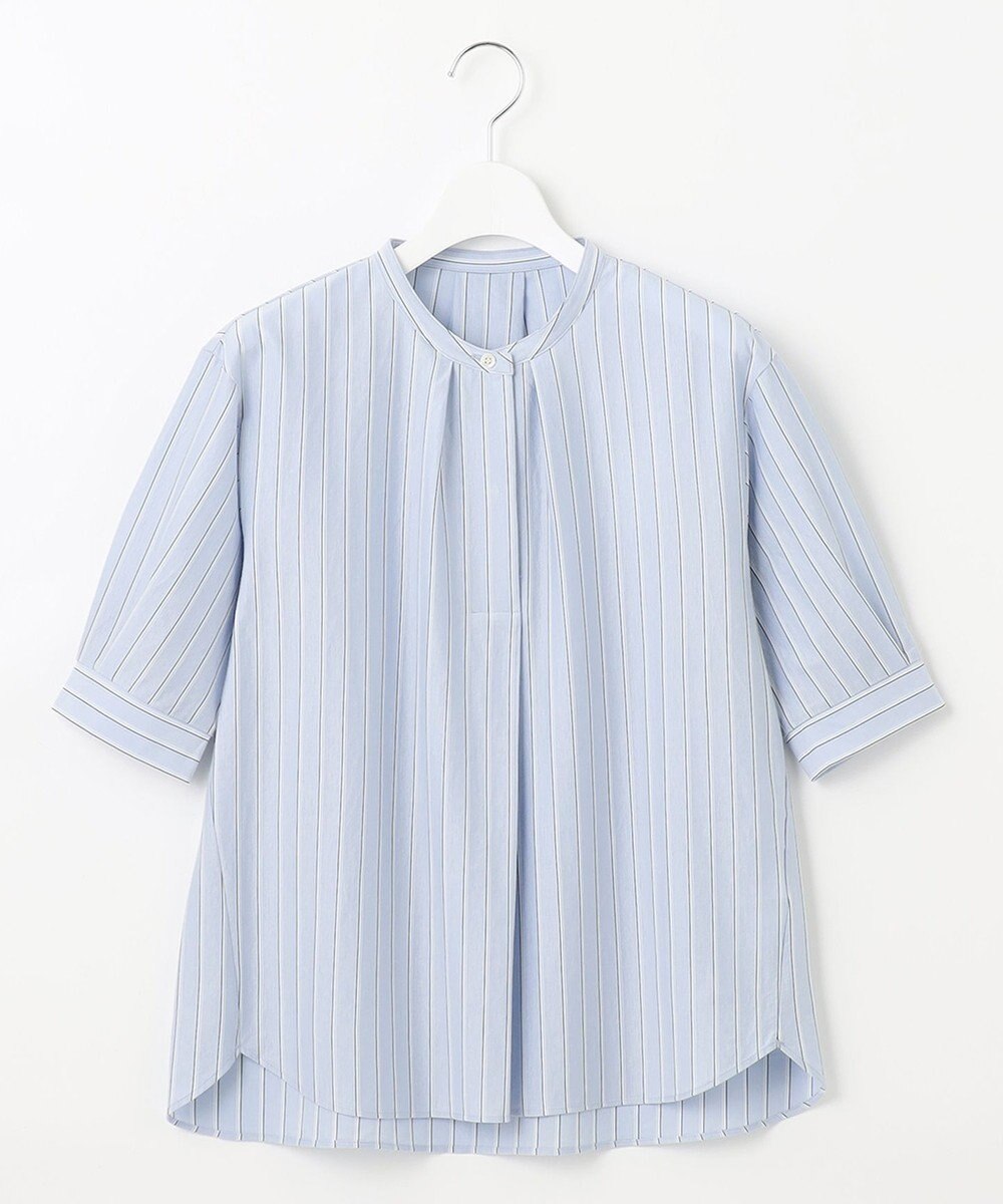 J.PRESS LADIES S 【イージーケア】ストライプジャージー バンドカラー カットソー 