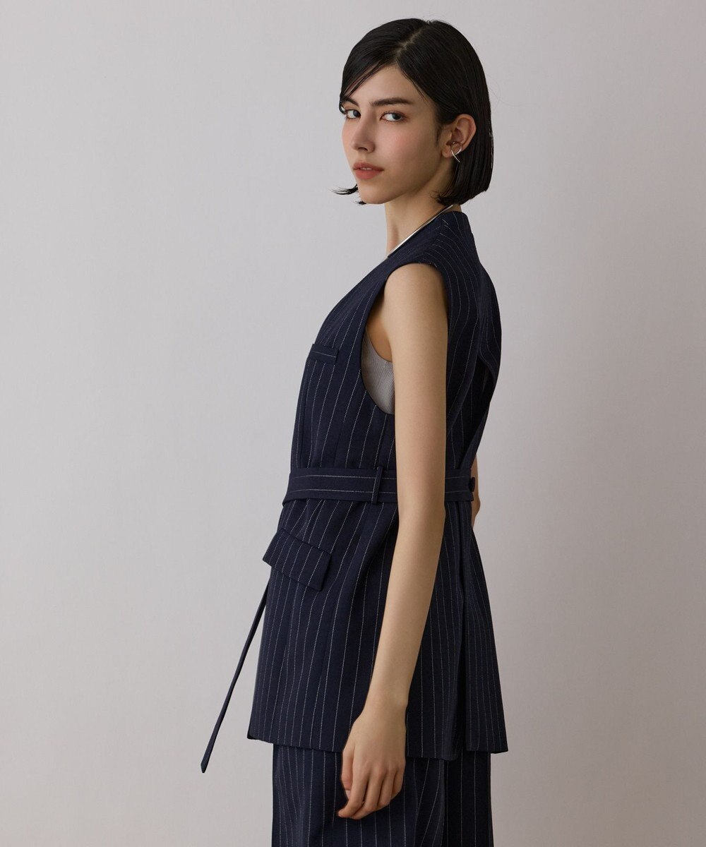 GRACE CONTINENTAL ストライプノーカラージレ 