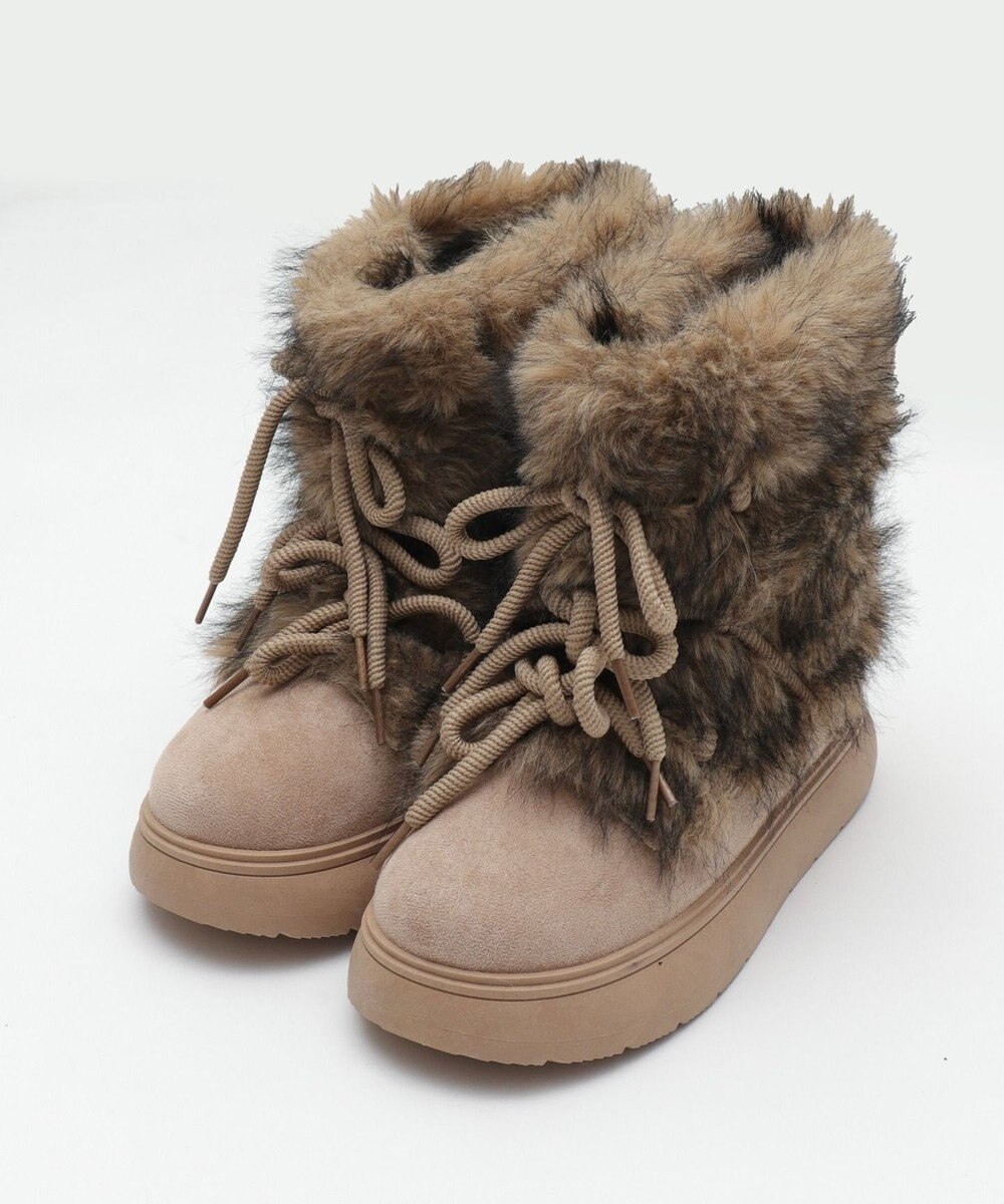 WEGO ボリュームファーレースアップFムートンブーツ 