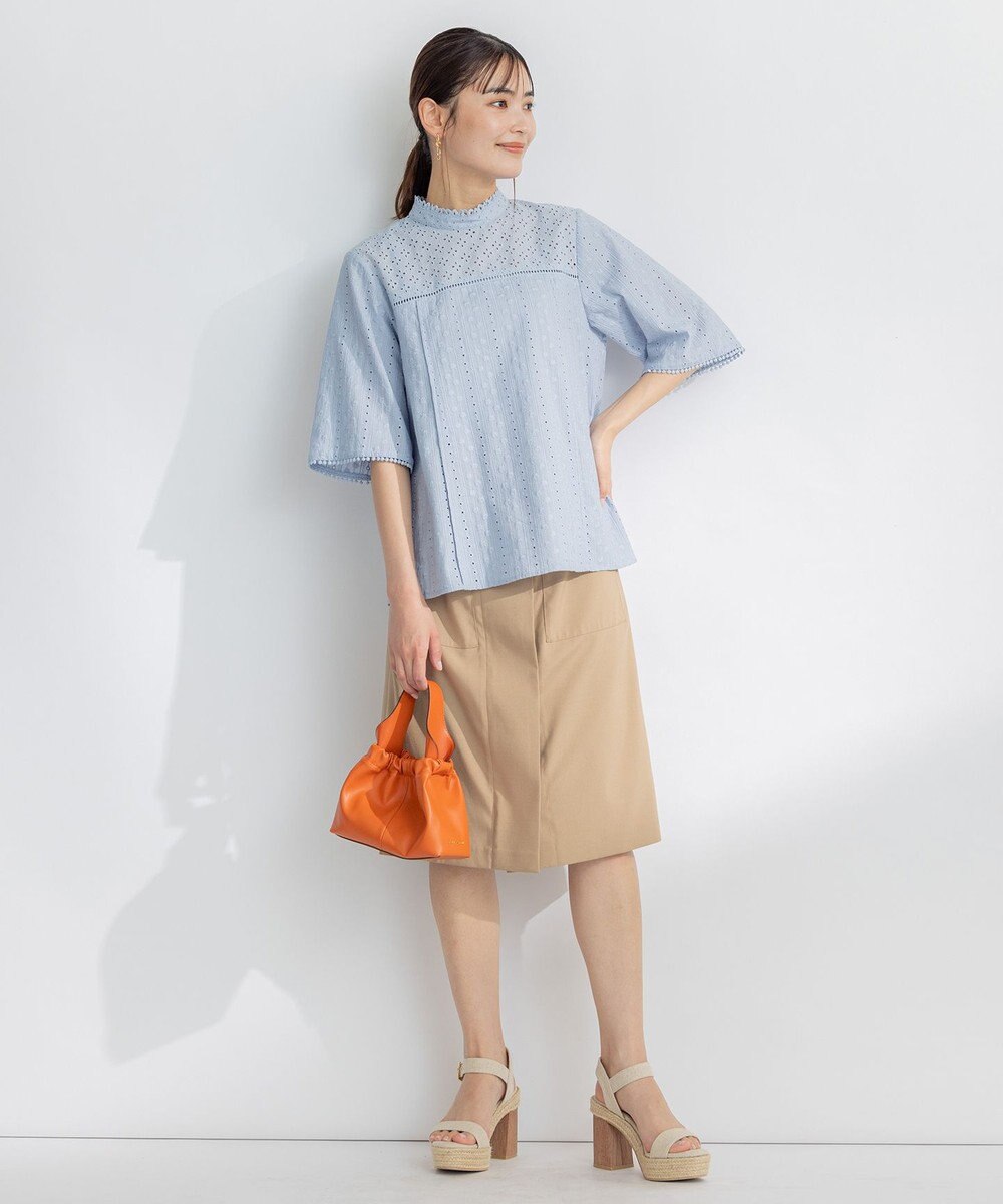 組曲 【ベルト付】リネン混オックスストレッチ キュロットパンツ 