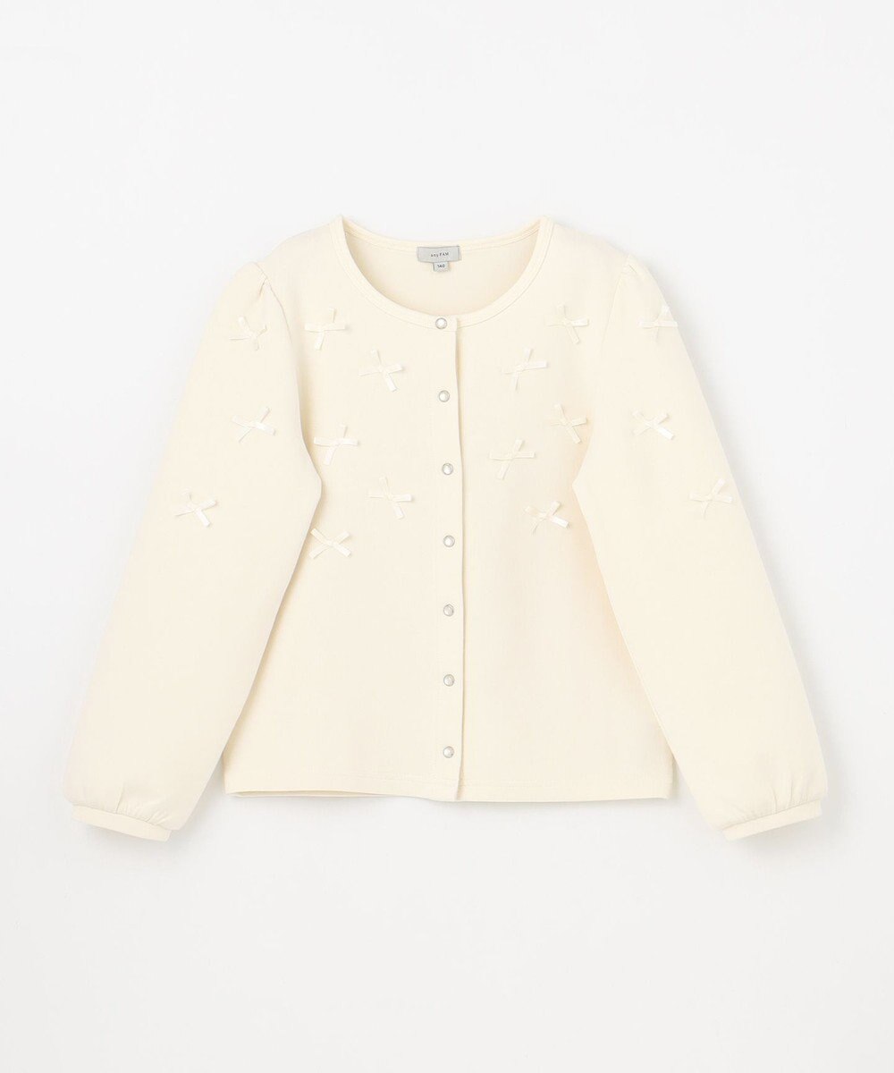 ANY KIDS スナップボタン リボンカーディガン 