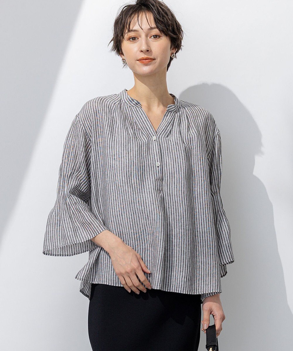 23区 【洗える】LIBECO タックスリーブ シャツ 