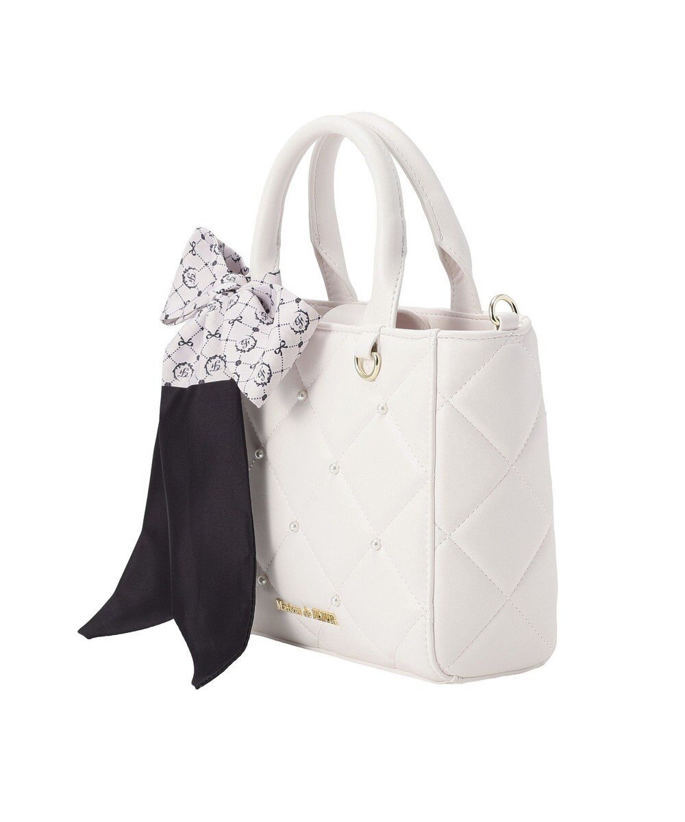Maison de FLEUR スカーフ付きパールキルティングトートバッグ 